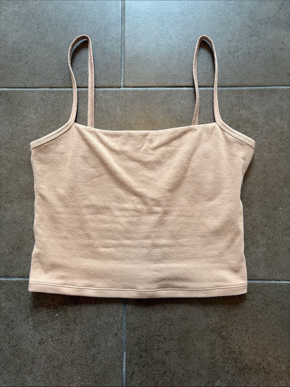 Classic Nude Spaghetti-Strap Crop Camisole Tank